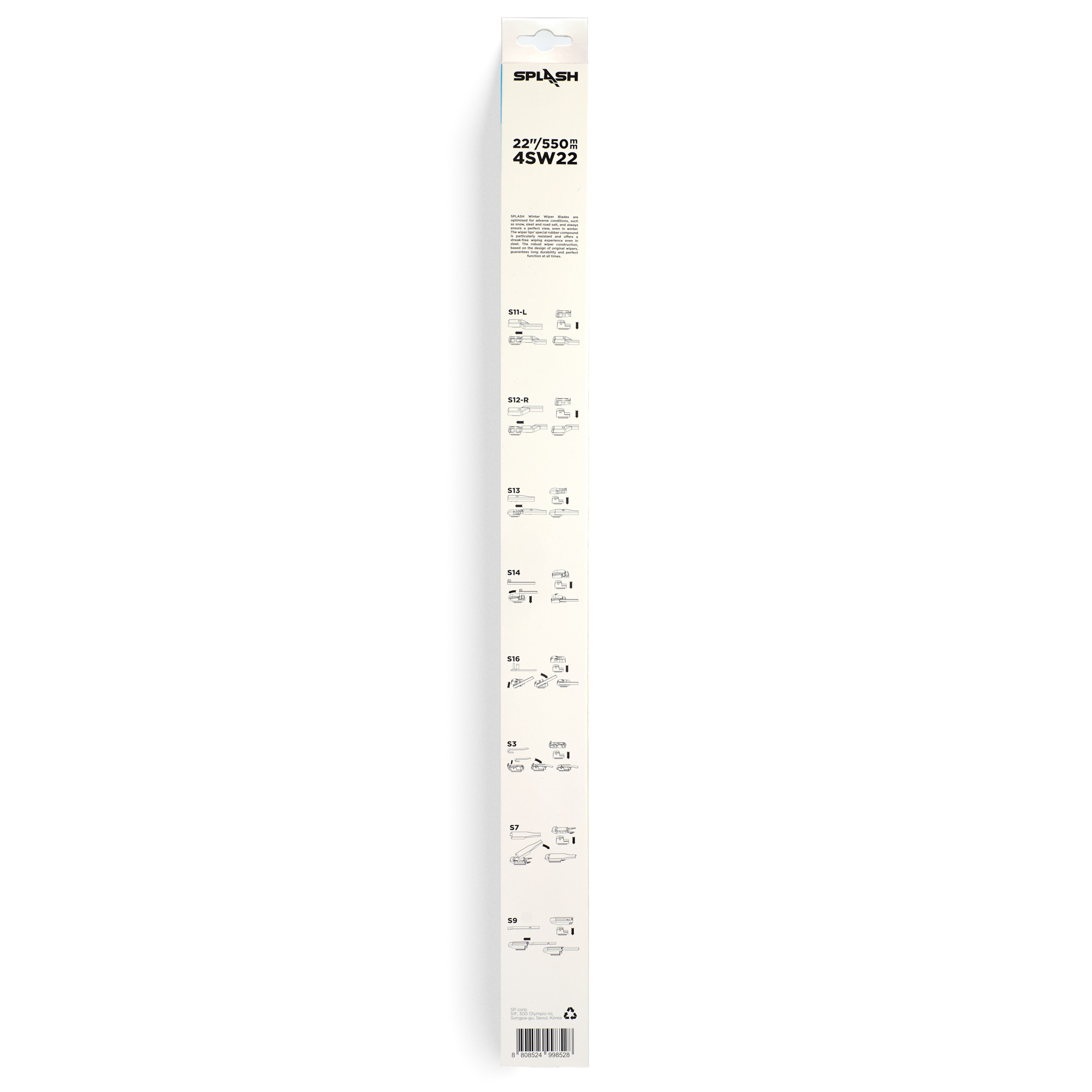 Щетка стеклоочистителя зимняя SPLASH 550mm (22'') 4SW22